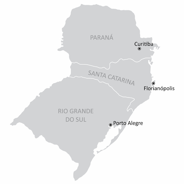 Mapa da região Sul.
