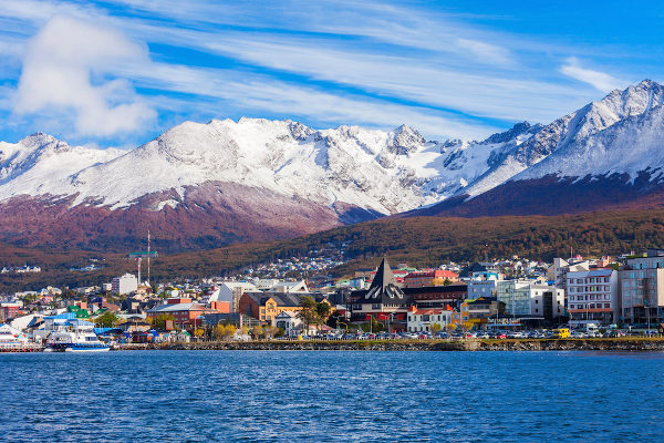Vista da região de Ushuaia, ponto turístico da Patagônia.