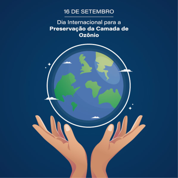 Ilustração sobre o Dia Internacional para Preservação da Camada de Ozônio, criado para combater o buraco na camada de ozônio.