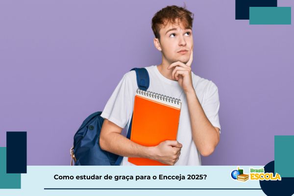 Estudante reflexivo. Texto na imagem: Como estudar de graça para o Encceja 2025?
